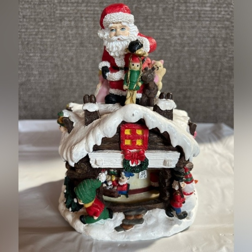 Santa’s Workshop Musical Animated Figurine Countdown to Christmas Elves Snowman